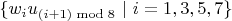 $\{ w_{i}u_{(i + 1) \bmod 8} \ | \ i = 1, 3, 5, 7 \}$