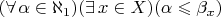 $(\forall\,\alpha\in\aleph_1)(\exists\,x\in X)(\alpha\leqslant\beta_x)$