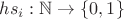 $hs_i:\mathbb N \to \{0,1\}$