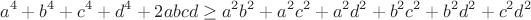 $$a^4+b^4+c^4+d^4+2abcd\geq a^2b^2+a^2c^2+a^2d^2+b^2c^2+b^2d^2+c^2d^2$$