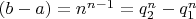 $(b-a)=n^{n-1}=q_2^n-q_1^n$