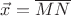 $\vec x = \overline{MN}$