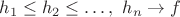 $h_1\le h_2\le\ldots,\ h_n\to f$