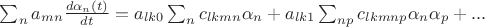 $\sum_n a_{mn}\frac{d\alpha_n(t)}{dt}=a_{lk 0}\sum_n c_{lkmn}\alpha_n+a_{lk 1}\sum_{np}c_{lkmnp}\alpha_n \alpha_p+...$