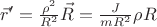 $\vec r' = \frac{\rho^2}{R^2} \vec R = \frac{J}{m R^2} \rho R$