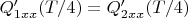 $Q_{1xx}'(T/4)=Q_{2xx}'(T/4)$