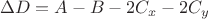$$\Delta D=A-B-2C_x-2C_y$$