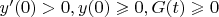 $y'(0)>0, y(0)\geqslant 0, G(t) \geqslant 0$