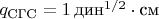 $q_{\text{СГС}}=1\,\text{дин}^{1/2}\cdot \text{см}$