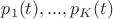 $p_1(t), ..., p_K(t)$