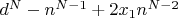 $d^N-n^{N-1}+2x_1n^{N-2}$