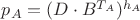 $p_A = ( D \cdot B^{T_A}) ^ {h_A}$