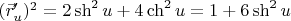$(\vec{r}'_u)^2=2\sh^2{u}+4\ch^2{u}=1+6\sh^2{u}$