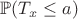 $\mathbb P(T_x \leq a)$