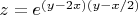 $z=e^{(y-2x)(y-x/2)}$