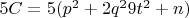 $5C=5(p^2+2q^29t^2+n)$