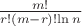 $ \frac{{m!}}{{r!\left( {m - r} \right)!{\ln n}}}$