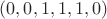 $(0,0,1,1,1,0)$