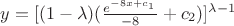 $y=[(1-\lambda)(\frac{e^{-8x+c_1}}{-8}+c_2)]^{\lambda-1}$