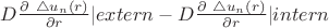 $D\frac{\partial \ {\triangle u_n(r)}}{\partial r} |extern - D\frac{\partial\ {\triangle u_n(r)}}{\partial r} |intern  $