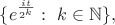 $\{e^{\frac{it}{2^k}}:\ k\in \mathbb{N} \},$