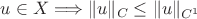 $u\in X\Longrightarrow \|u\|_C\le\|u\|_{C^1}$