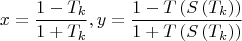$$x = \frac{{1 - T_k }}{{1 + T_k }},y = \frac{{1 - T\left( {S\left( {T_k } \right)} \right)}}{{1 + T\left( {S\left( {T_k } \right)} \right)}}$