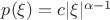$p(\xi)=c|\xi|^{\alpha-1}$