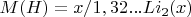 $M(H)=x/1,32...Li_2(x)$