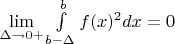 $\lim\limits_{\Delta\to 0+}\int\limits_{b-\Delta}^bf(x)^2dx=0$