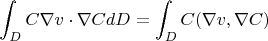 $$\int\limit_{D} C \nabla v \cdot \nabla C dD= \int\limit_{D} C (\nabla v, \nabla C)$$