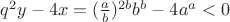 $q^2y-4x=(\frac a b)^{2b}b^b-4a^a<0$