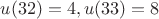$u(32)=4, u(33)=8$