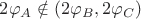 $2\varphi _A\notin (2\varphi _B,2\varphi _C)$