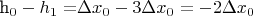 h_0-h_1=$\Delta x_0 - 3\Delta x_0=-2\Delta x_0$$
