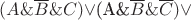 $(A\&\overline{B}\&C)\vee$(A\&\overline{B}\&\overline{C})\vee$