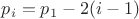 $p_i=p_1-2(i-1)$