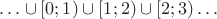 $\ldots \cup [0; 1) \cup [1; 2) \cup [2; 3) \ldots$
